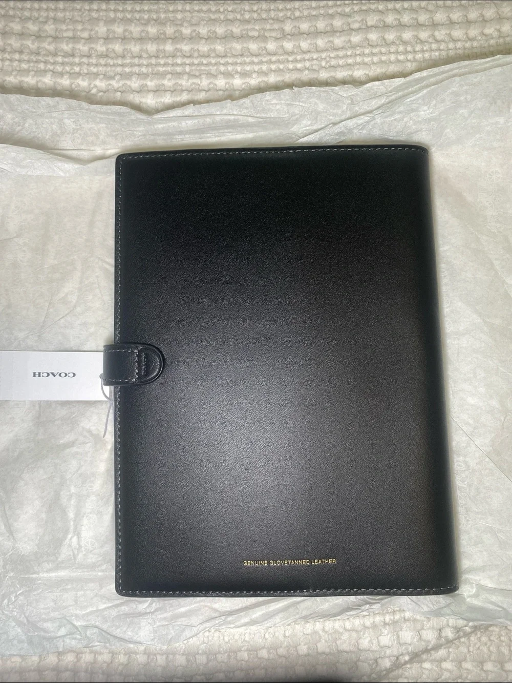 NWT Coach Black Glove Tanned Leather Notebook with Brass Turnlock🖤✨